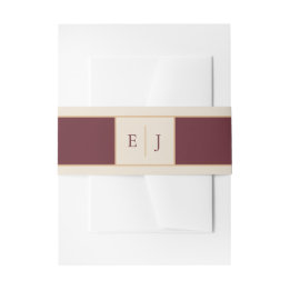Burgund Ivory Weingut Hochzeitsmonogramm Einladungsbanderole