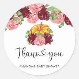 Burgund Kürbis Babydusche, vielen Dank Runder Aufkleber