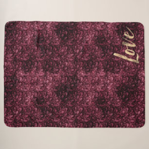 Burgund Leopard Print Gold Liebe Sherpadecke