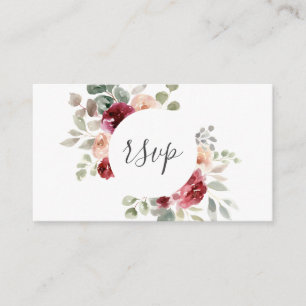 Burgund Light Pink Blume Grüne Hochzeit RSVP Begleitkarte