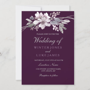 Burgund Lila Blumen Elegante Hochzeitseinladung Einladung
