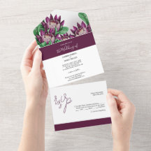 Burgund Lila King Protea Wasserfarbe
