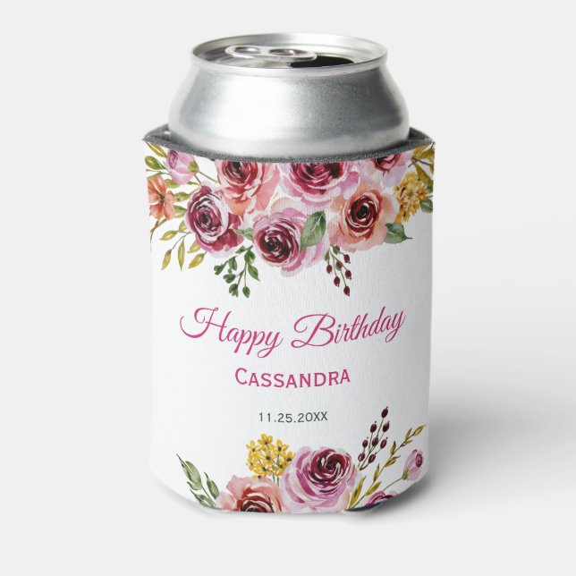 Burgund Lila Rose Rustikale Blumengeburt Dosenkühler (Kanne Rückseite)