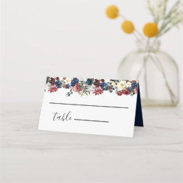 Burgund-Marine-Hochzeitstil-Platzkarte Platzkarte
