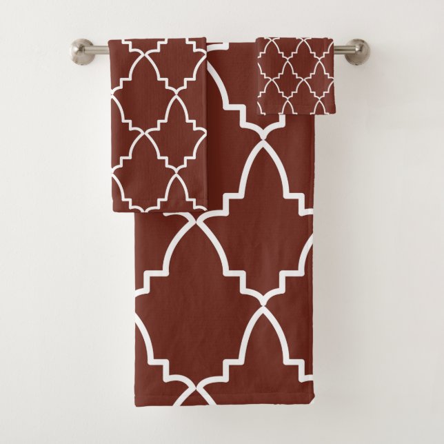 Burgund marokkanisches Gittermuster Badhandtuch Set (Insitu)
