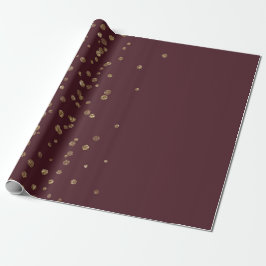 Burgund Maroon Gold Streifen Kristalle Confetti Geschenkpapier