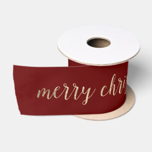 Burgund Marron Golden Frohe Weihnachten Satinband