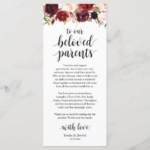 Burgund Marsala, Place Setting Danke Karte