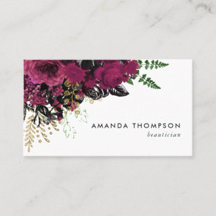 Burgund - Marsala und Gold Floral Visitenkarte