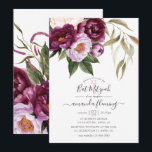 Burgund - Marsala und Peach Floral Bat Mitzvah Einladung<br><div class="desc">Burgund und Pfirsich Wasserfarbe Fledermaus Mitzvah Einladung mit Akzenten der violetten und eleganten Handschrift Typografie.</div>
