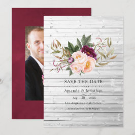 Burgund - Marsala und Peach Rustic Floral Wedding Save The Date