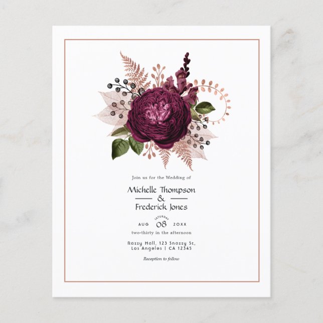 Burgund - Marsala und Rose Hochzeit der Goldenen B Flyer (Vorne)