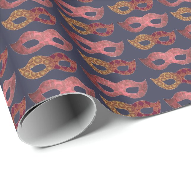 Burgund-Masken-Muster Geschenkpapier (Rolleneckpunkt)