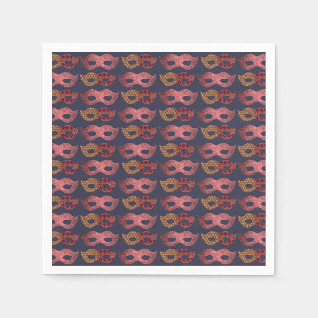 Burgund-Masken-Muster Serviette (Vorderseite)