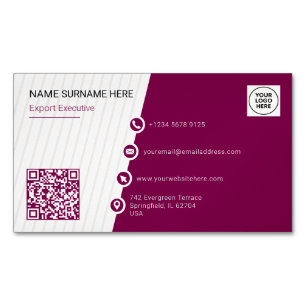 Burgund Minimal Formaler QR-Code Magnetische Visitenkarte