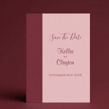 Burgund Minimalistische Hochzeit - Save The Date