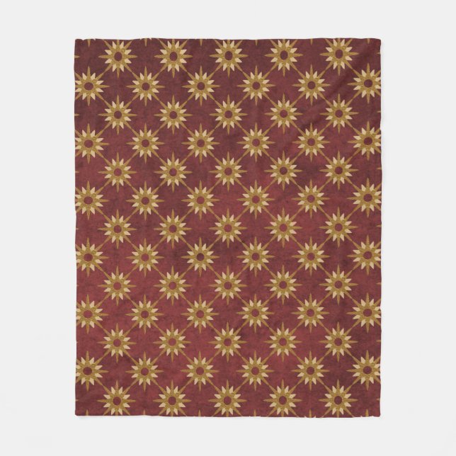 Burgund mit Gold Stars Muster Fleecedecke (Vorderseite)