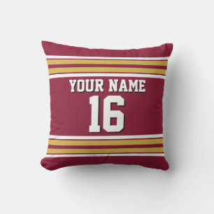 Burgund mit Gold White Stripes Team Jersey Kissen Für Draußen
