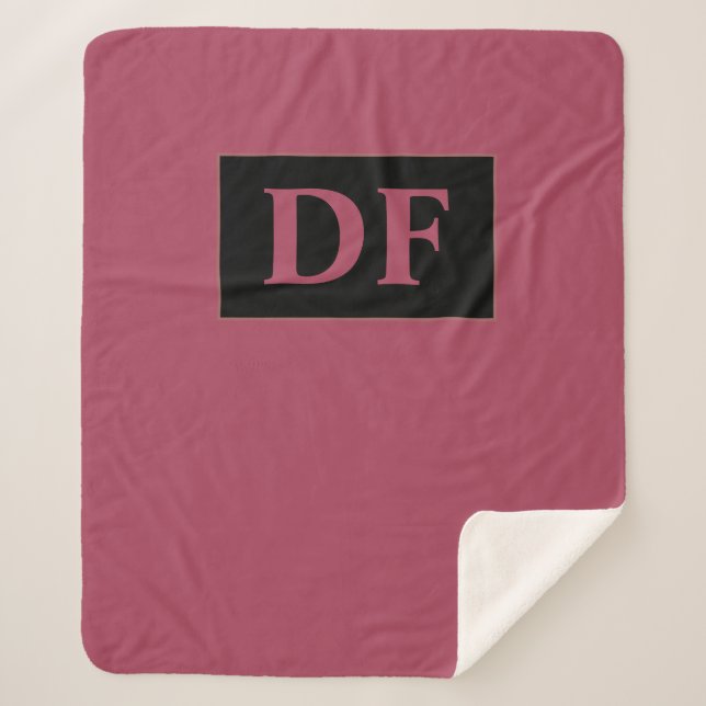 Burgund Mit Monogramm Sherpadecke (Vorderseite)