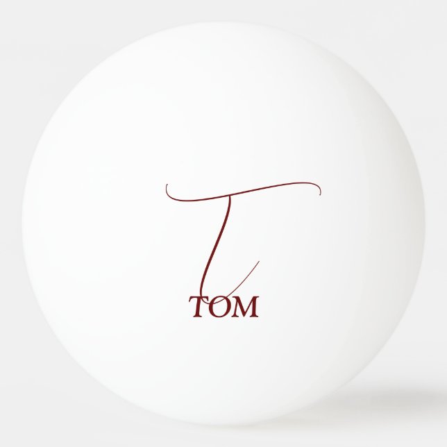 Burgund Mit Monogramm Tischtennisball (Vorderseite)