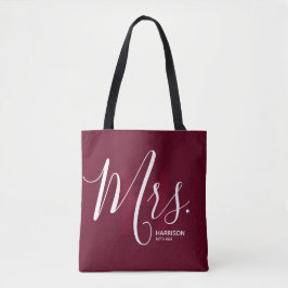 Burgund Mit Monogramm Typografie Mrs. Tasche