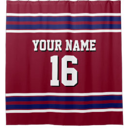 Burgund mit Navy White Stripes Sports Jersey Duschvorhang