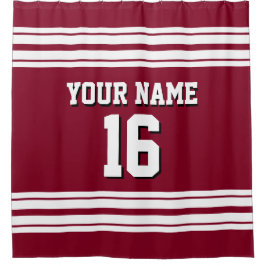Burgund mit White Stripes Sports Jersey Duschvorhang