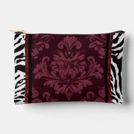 Burgund mit Zebra-Imitaten Glitzern Zubehörtasche