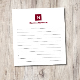 Burgund modern liniert schick trendig Monogramm Notizblock