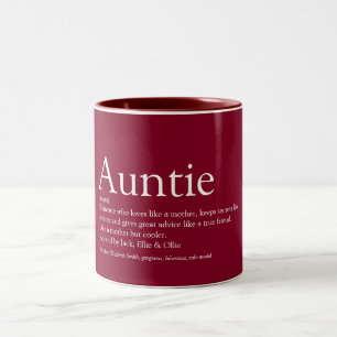 Burgund modern lustig coole Tante Tante-Definition Zweifarbige Tasse