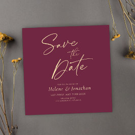 Burgund Moderne Hochzeit Save the Date Einladung