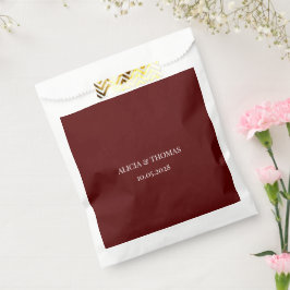 Burgund Moderne Initialen Minimalistische Hochzeit Geschenktütchen