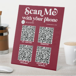 Burgund moderne Typografie QR Code scannable  Sockelschild