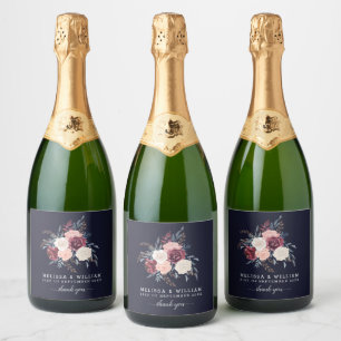 Burgund-modernes Floral-Dankeschön-Navy-Hochzeit