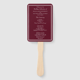 Burgund Modernes Minimalistisches Hochzeitsprogram Fächer