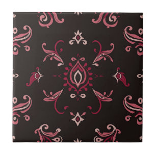Burgund-Muster mit floralem Ornament Fliese
