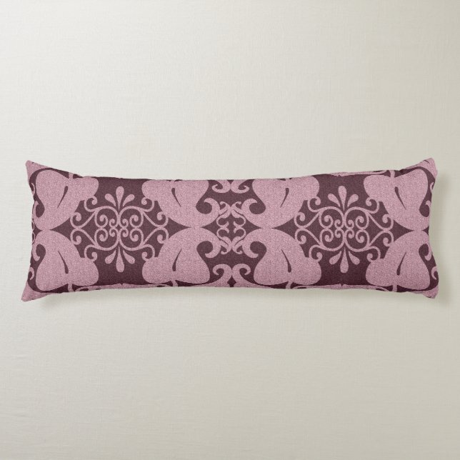 Burgund N Pink Moderne Elegantes Leaf Muster Seitenschläferkissen (Vorderseite)