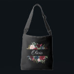 Burgund Name Floral Elegantes Hübsches Wasser Tragetaschen Mit Langen Trägern<br><div class="desc">Elegante bordeauxfarbene personalisierte Aquarelltasche. So hübsch. Ich habe es genossen,  dieses Design für Sie zu kreieren.</div>