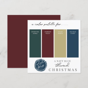 Burgund Navy Blau Gold & Grün Farbpalettenkarte Einladung