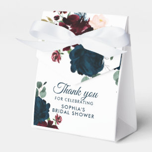 Burgund & Navy Blume Rustikales Brautparty Geschenkschachtel
