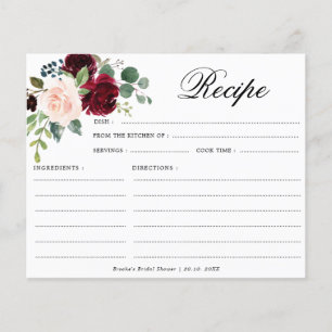Burgund Navy Blush Brautparty Rezept Karte