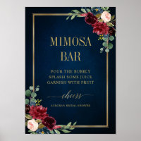 Burgund Navy Blush Floral Gold Mimosa Bar