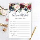 Burgund Navy Blush Floral Ratschläge & Wünsche Kar<br><div class="desc">Burgund Navy Blush Floral Ratschläge & Wünsche Karten. Personalisieren Sie mit der Braut zu sein Name und Datum der Dusche. Für weitere Anpassungen klicken Sie bitte auf den Link "Weiter anpassen". Wenn Sie Hilfe benötigen,  kontaktieren Sie mich bitte.</div>