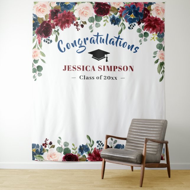 Burgund Navy Blush Foto Grad Hintergrund Wandteppich (Beispiel)