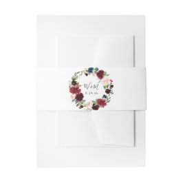 Burgund & Navy Blush Pink Floral 4 Einladung Bel Einladungsbanderole