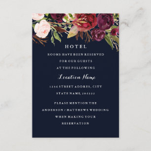 Burgund Navy Hochzeit im Herbst Hotel Card Begleitkarte