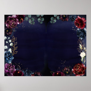 Burgund Navy Hochzeitplakette 40 x 30" Poster