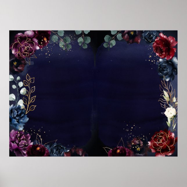 Burgund Navy Hochzeitplakette 40 x 30" Poster (Vorne)