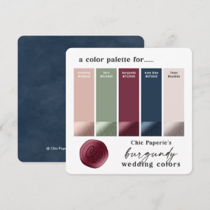 Burgund & Navy Klassische Hochzeitsfarbpalette Kar Einladung