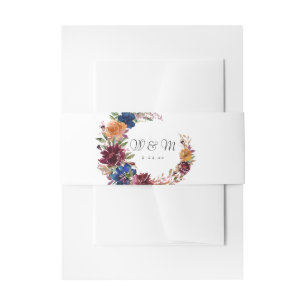 Burgund & Navy Orange Fall Floral 5 Einladungsbanderole